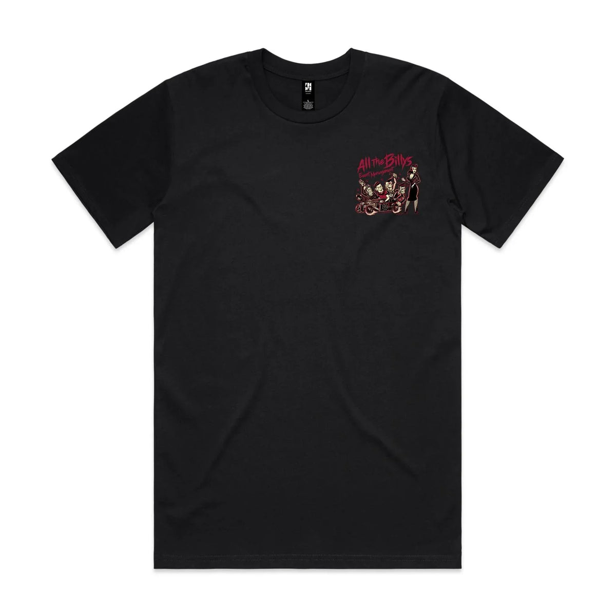 Black classic tee featuring 'All The Billys' graphic on the chest.