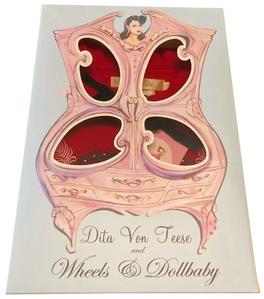 Dita Von Teese & Wheels & Dollbaby vintage-style lingerie set in ornate pink box with red lining