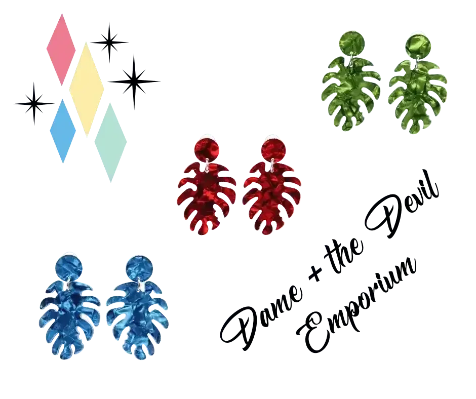 Exquisite Acrylic Monstera Leaf Shaped Drop Earrings – Big, Bold and Beautiful! - Dame + the Devil Emporium dameandthedevilemporium.com Earrings