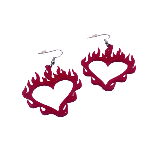 Heart Flame Earrings - Dame + the Devil Emporium dameandthedevilemporium.com Earrings