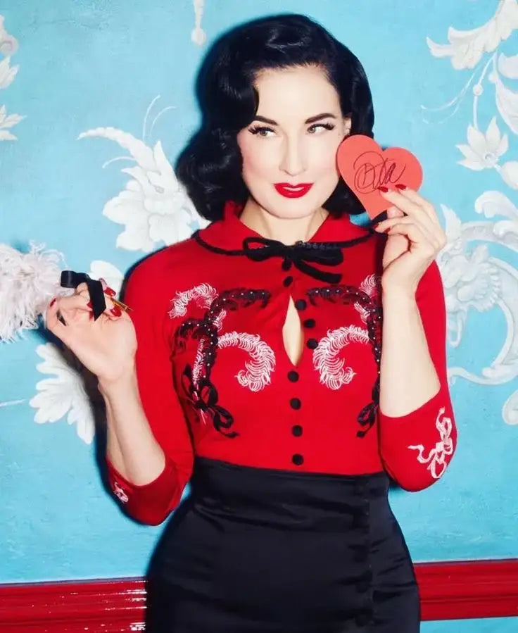 Pre Loved: Wheels & Dollbaby - Dita Plume De Teese Rouge Cardigan - Limited Edition