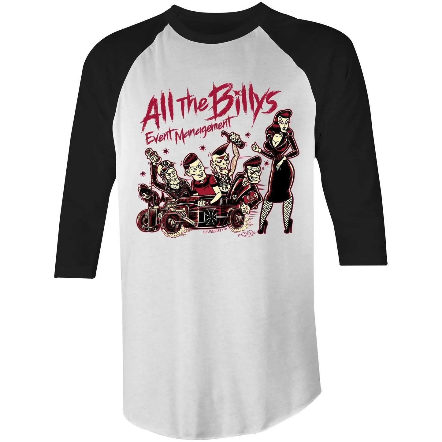 'All The Billys' Raglan - 3/4 Sleeve T-Shirt - Dame + the Devil Emporium dameandthedevilemporium.com Raglan t-shirt