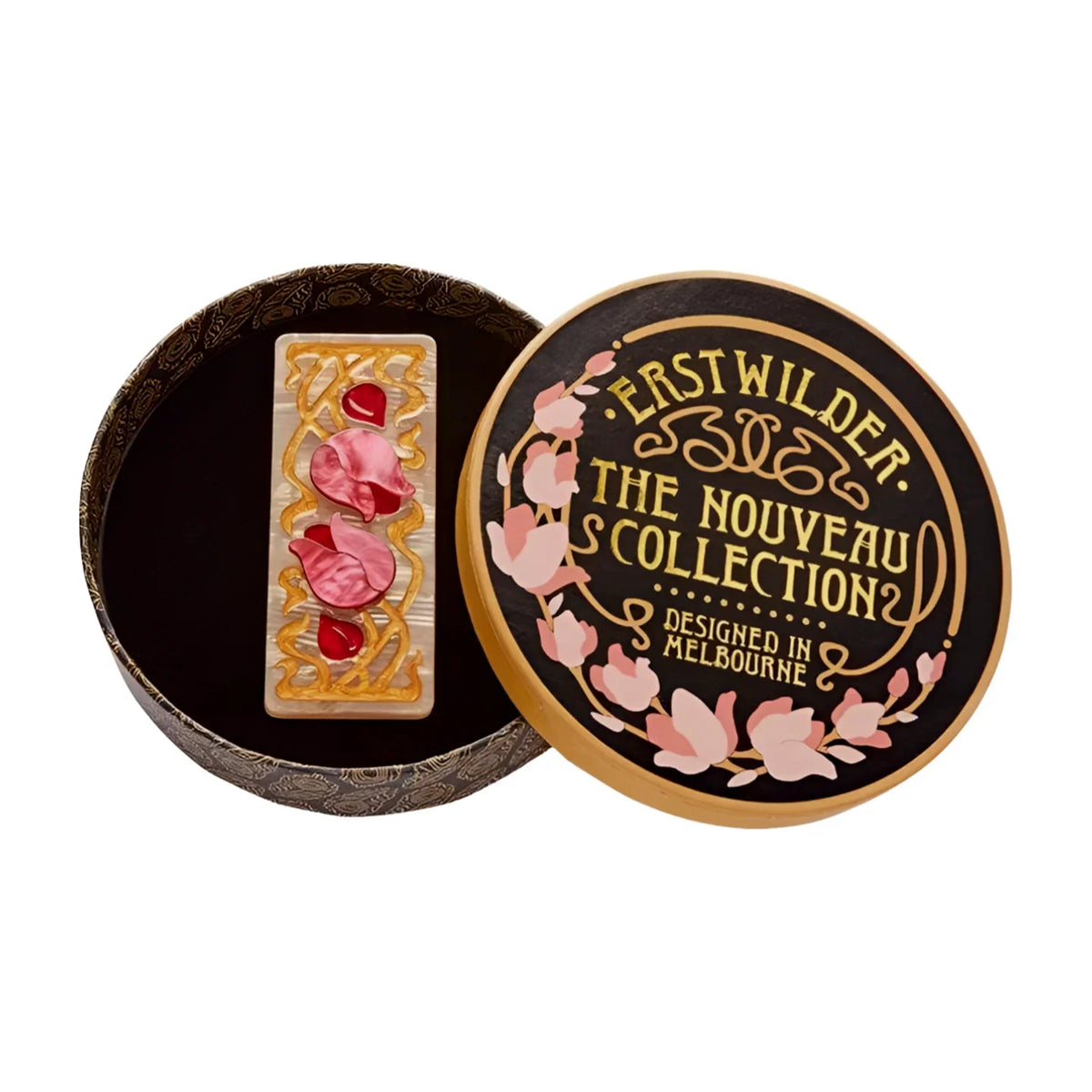 Erstwilder Flower and Thorn brooch in a decorative branded presentation tin