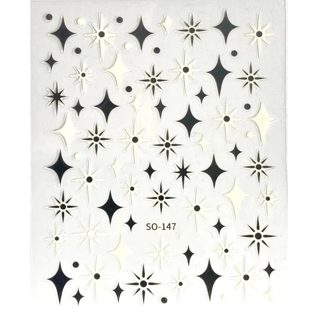 'Dame + the Devil' - Black + White Starburst Nail Adornments - Dame + the Devil Emporium