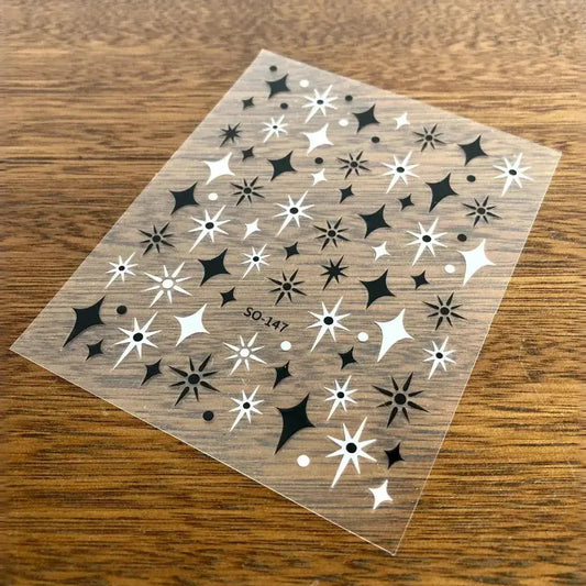 'Dame + the Devil' - Black + White Starburst Nail Adornments - Dame + the Devil Emporium