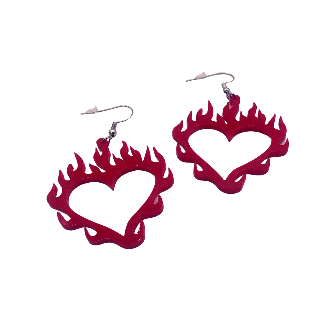 Heart Flame Earrings - Dame + the Devil Emporium dameandthedevilemporium.com Earrings