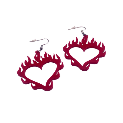 Heart Flame Earrings - Dame + the Devil Emporium dameandthedevilemporium.com Earrings