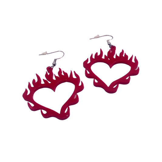 Heart Flame Earrings - Dame + the Devil Emporium dameandthedevilemporium.com Earrings