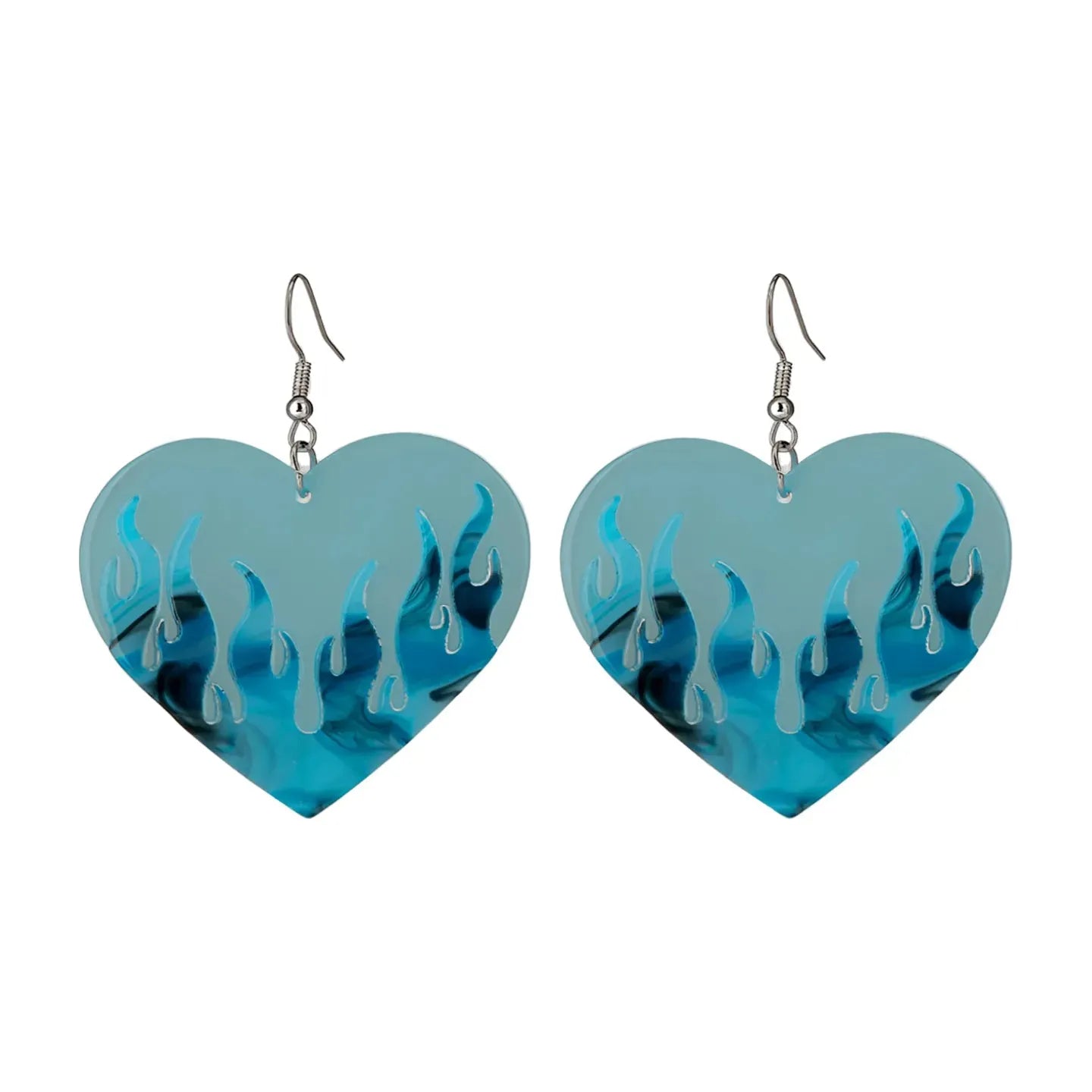 'Dame + the Devil' Heart Flame Earrings - Blue - Dame + the Devil Emporium