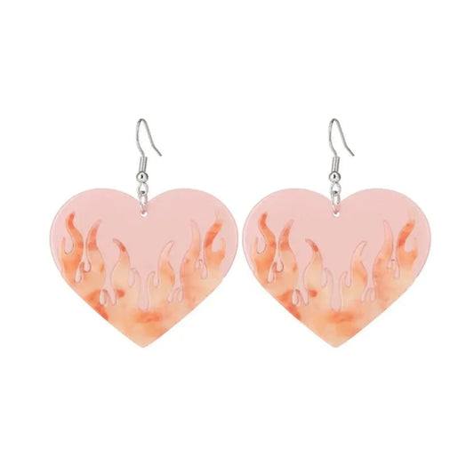 'Dame + the Devil' Heart Flame Earrings - Peach - Dame + the Devil Emporium