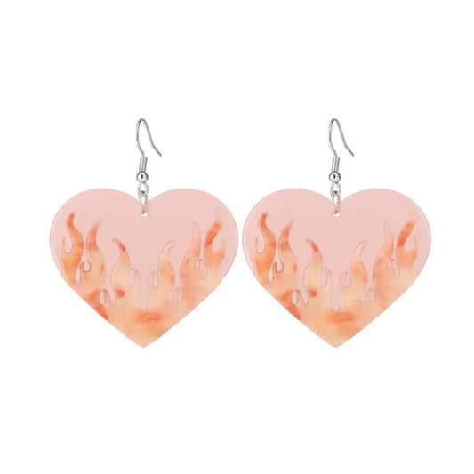'Dame + the Devil' Heart Flame Earrings - Pink - Dame + the Devil Emporium