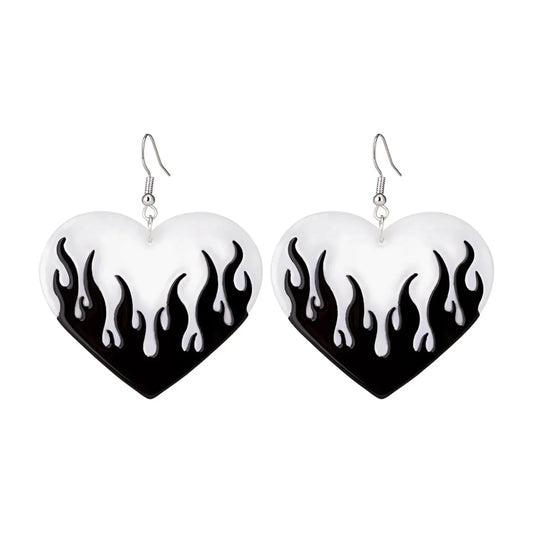 'Dame + the Devil' Heart Flame Earrings - White - Dame + the Devil Emporium