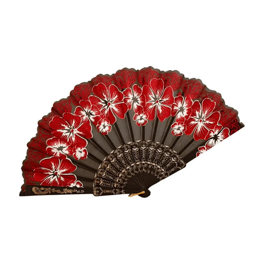 'Dame + the Devil' Hibiscus Hand Fan - Blood Red - Dame + the Devil Emporium