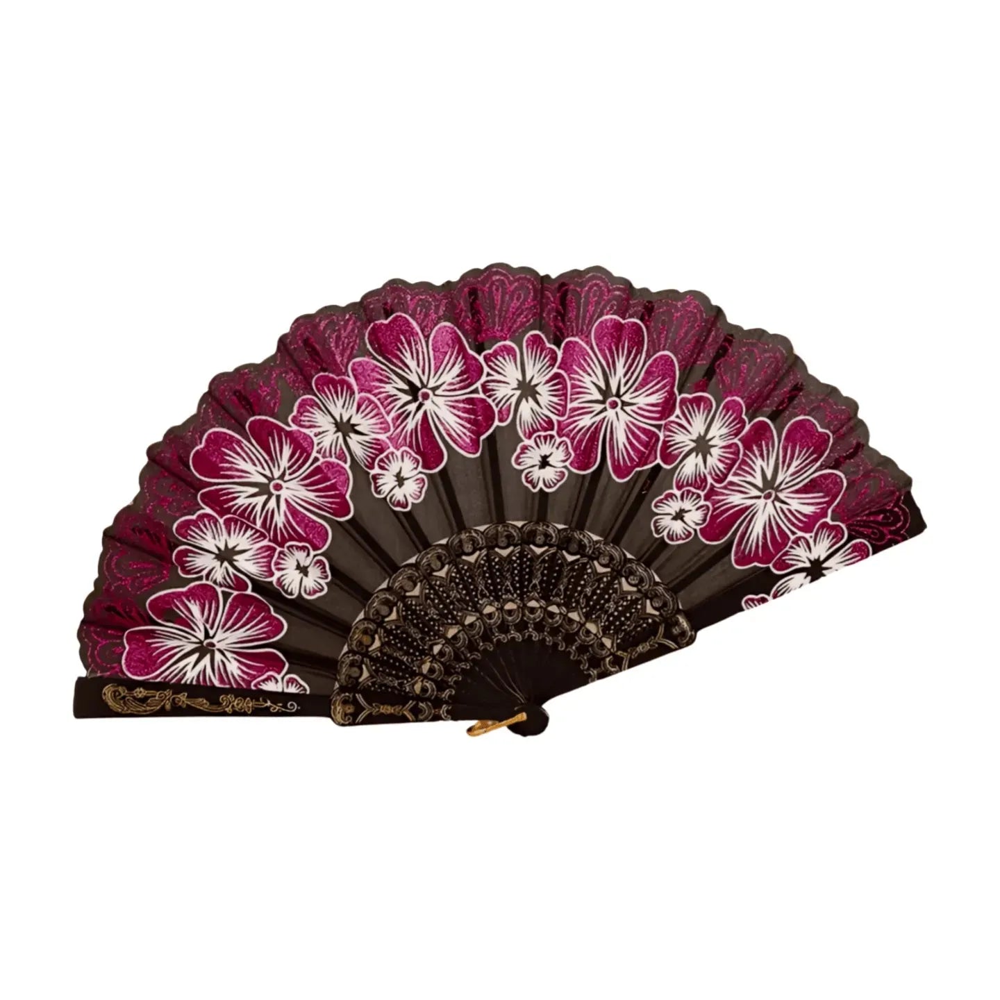 'Dame + the Devil' Hibiscus Hand Fan - Pink - Dame + the Devil Emporium