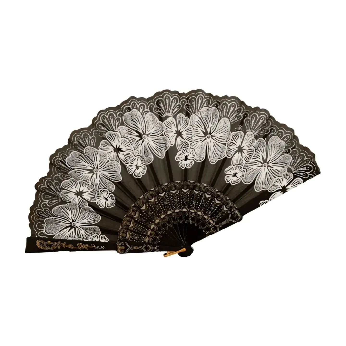 'Dame + the Devil' Hibiscus Hand Fan - White - Dame + the Devil Emporium